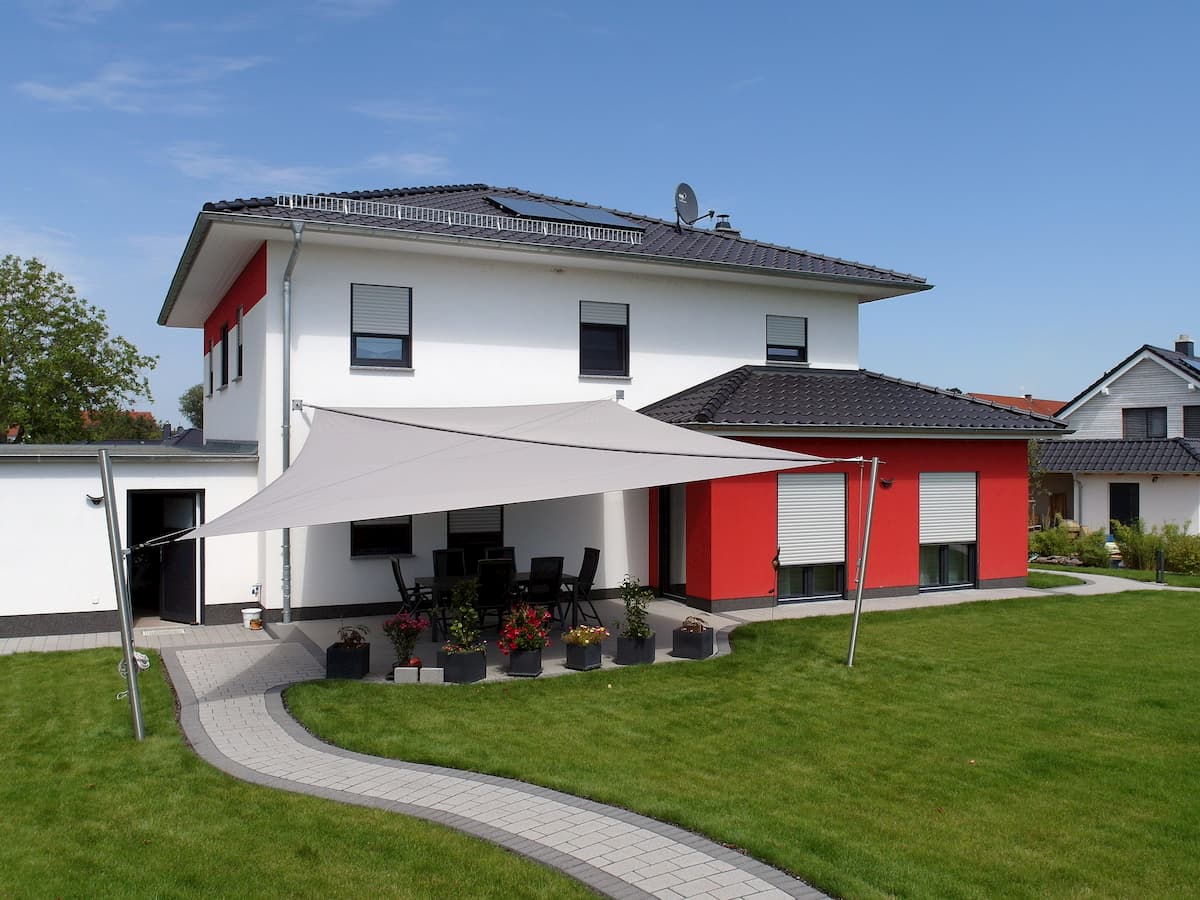 Sonnensegel Wasserdicht 4 x 5 m Windschutz Reißfest Wetterfest  Außenüberdachung mit Spannseilen für Balkon Terrasse Garten, Dunkelgrau